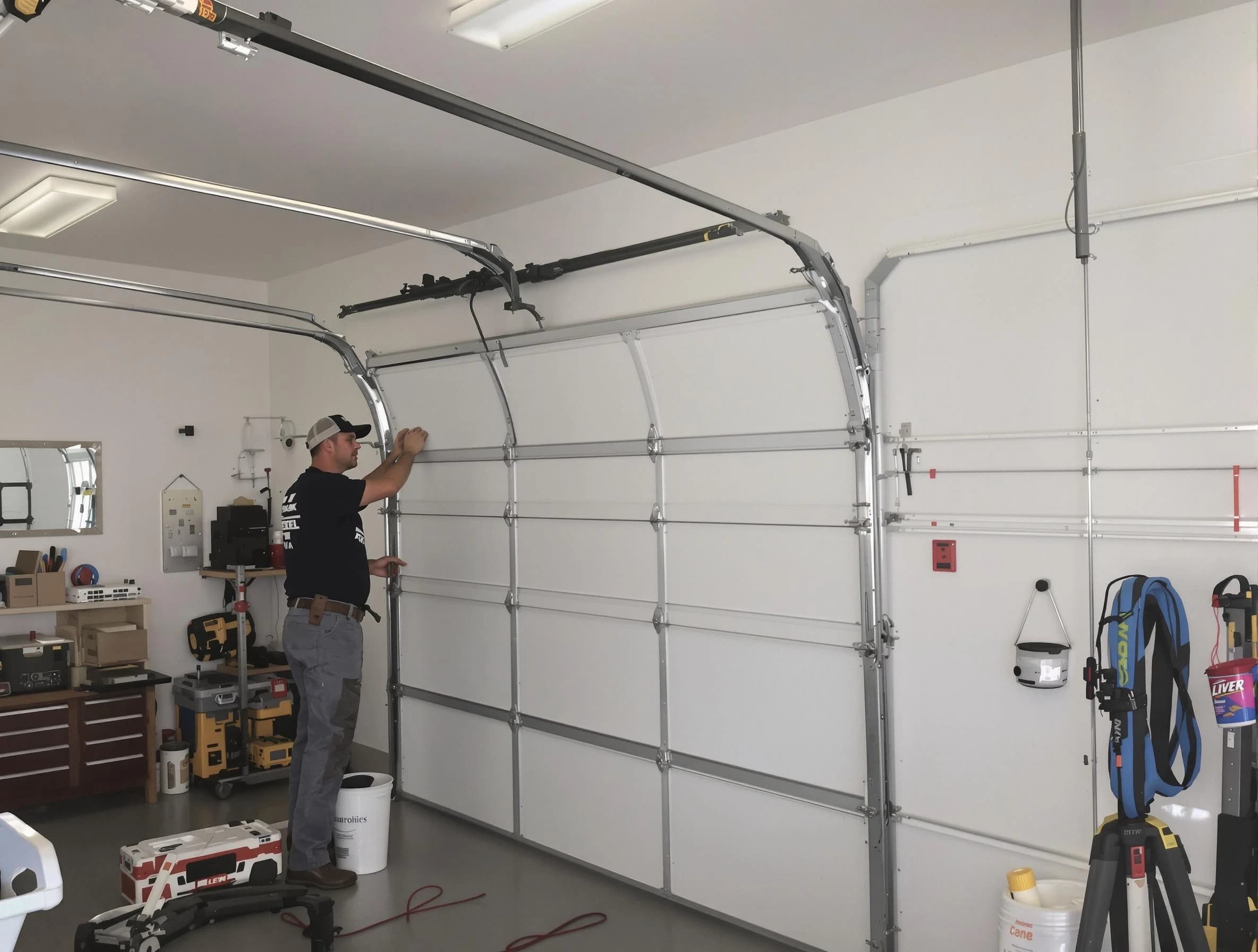 USA Garage Door Experts team installing new garage door in New Haven