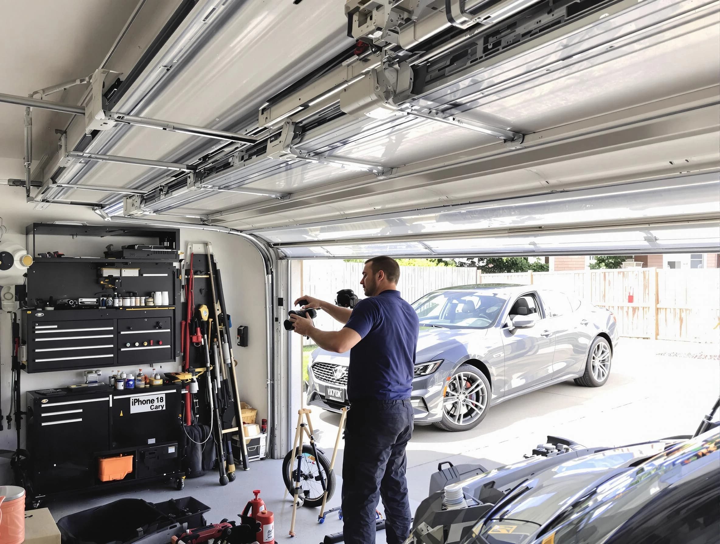 USA Garage Door Experts technician fixing noisy garage door in New Haven