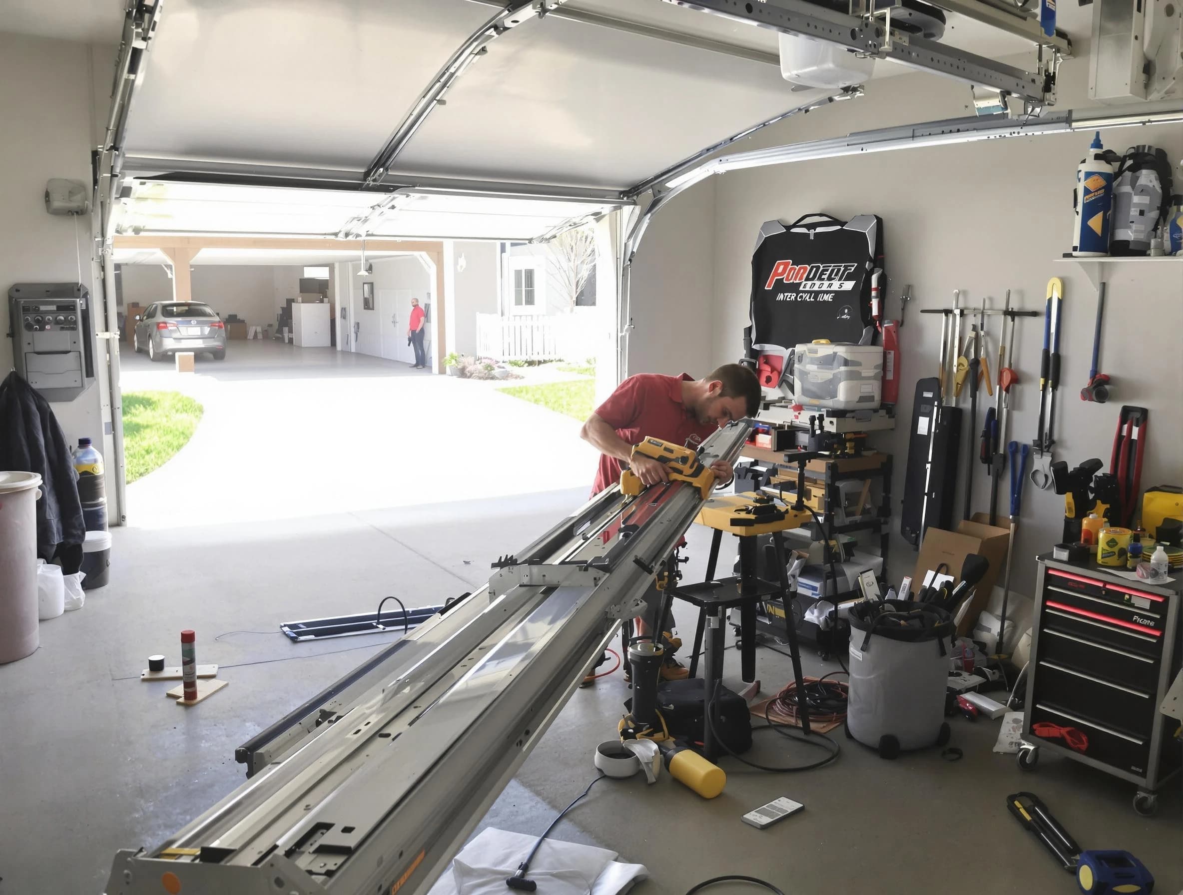 USA Garage Door Experts expert performing track repair in New Haven