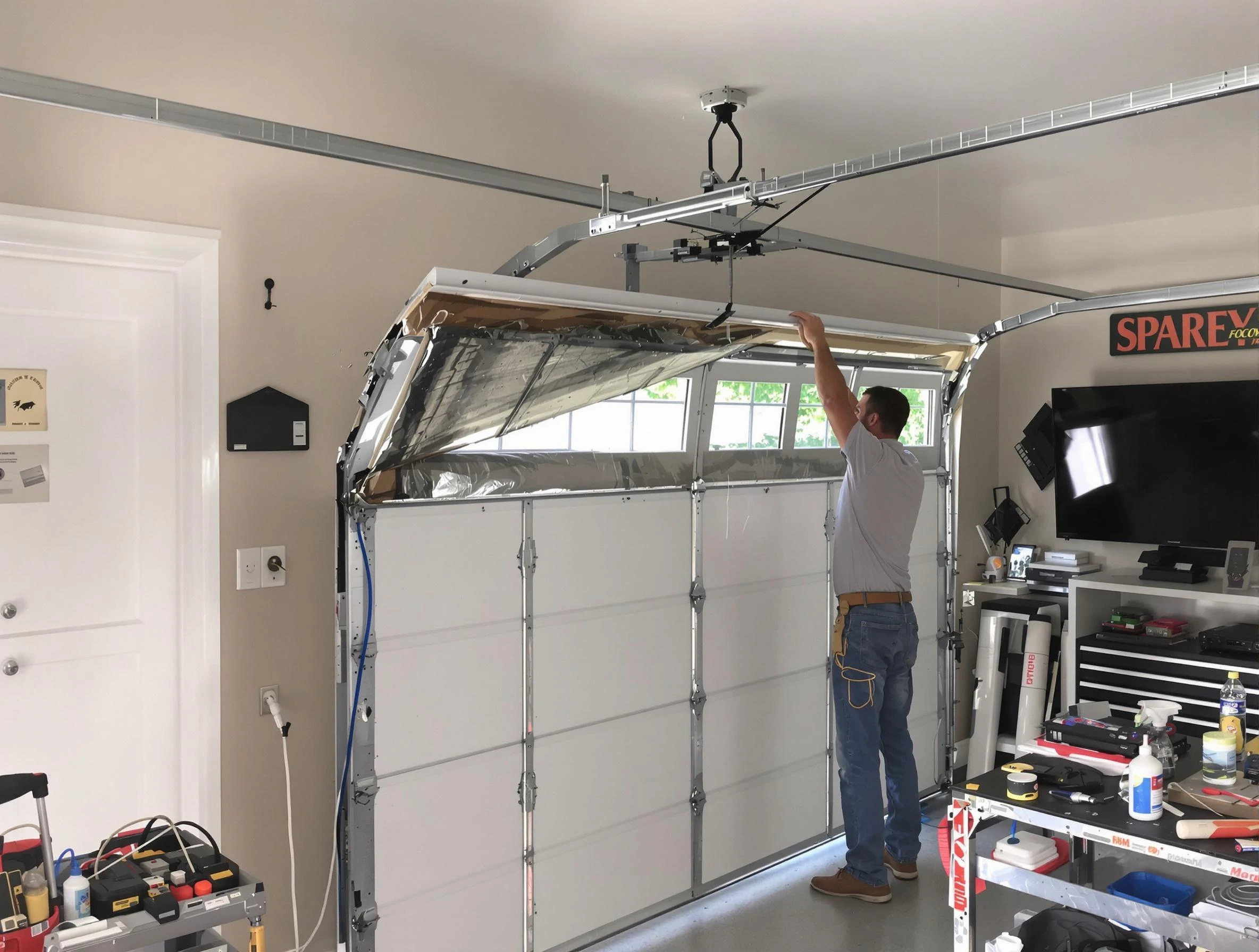 Garage door section replacement by USA Garage Door Experts in New Haven